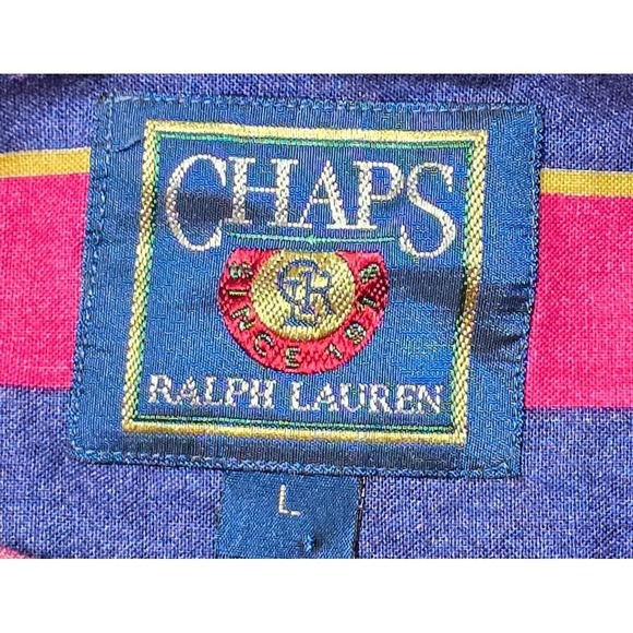 Vintage 90s Chaps Ralph Lauren Vertical Stripe Rugby Style Shirt Size L Y2K - Picture 4 of 10